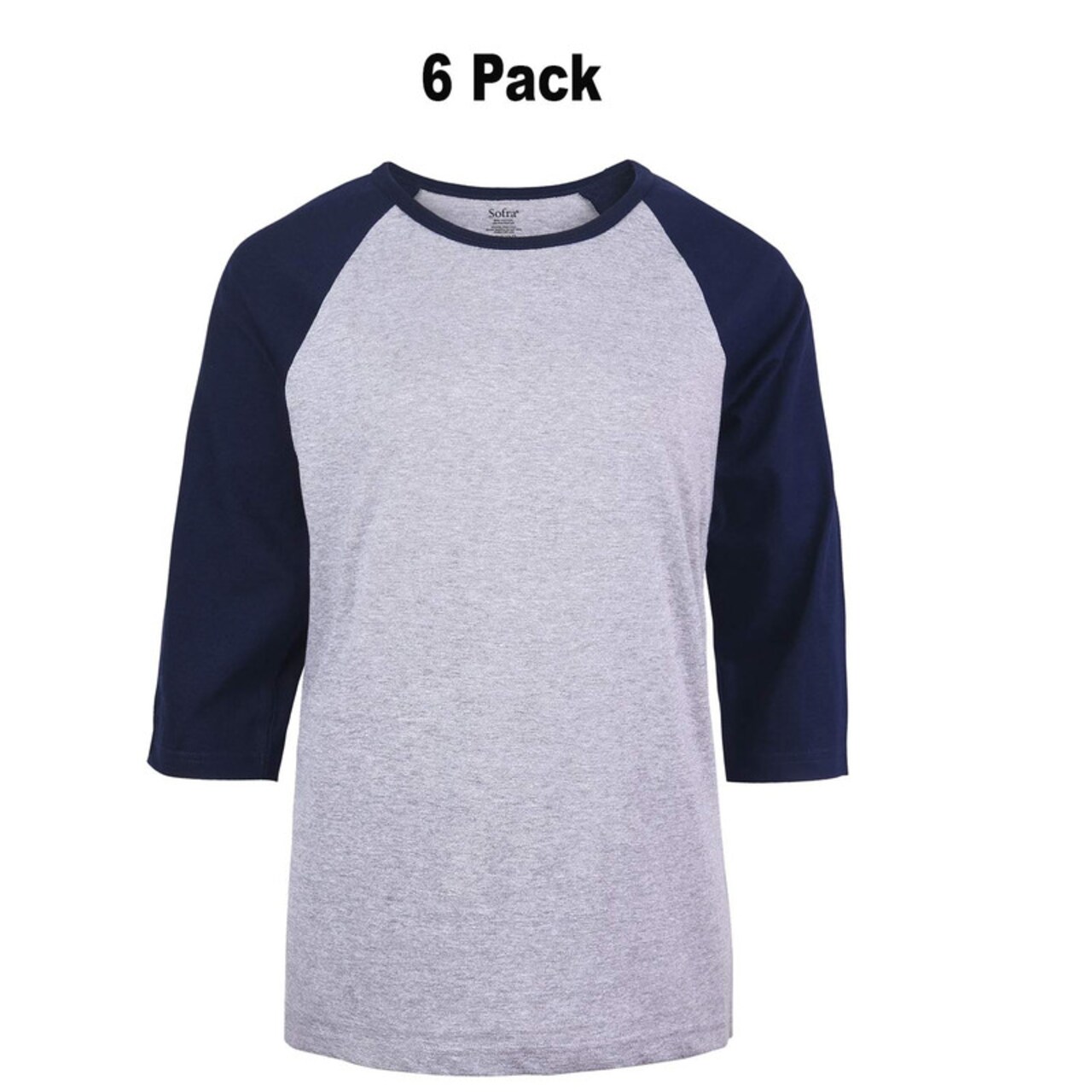 Cottonbell Ladies Baseball Three-Quarter Sleeve Vrewneck Soft Tee Pack Of 6